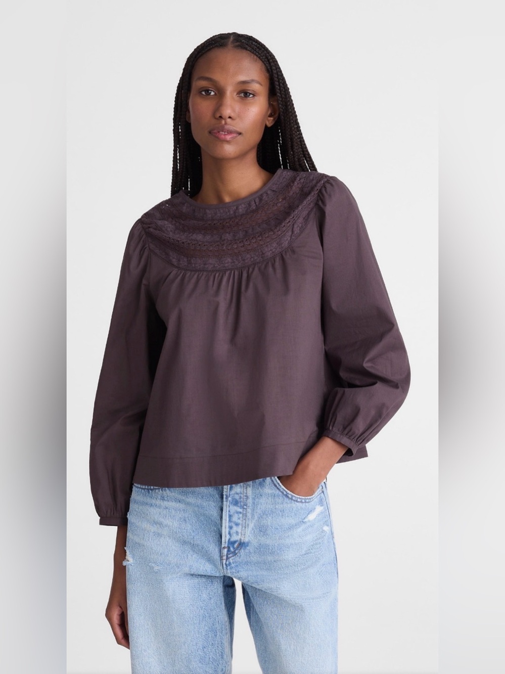 NWT MADEWELL Lace Insert High Neck Top size women’s extra large